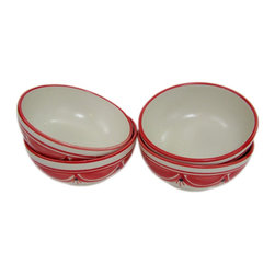 Le Souk Ceramique - Stoneware Deep Sauce/Ice Cream Bowls, Set of 4, Nejma Design - Serving And Salad Bowls