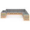 vidaXL Patio Furniture Set 11 Piece Sofa Set with Cushions Solid Wood Pine