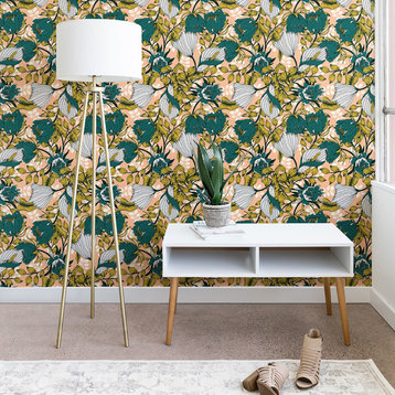 Deny Designs Marta Barragan Camarasa Tropical Bloom Wallpaper, Green, 2'x4'