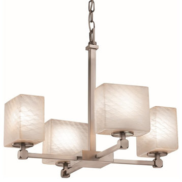 Justice Designs Fusion Tetra 4-Light Chandelier, Brushed Nickel