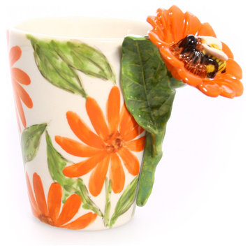 Bee and Flowers 3D Ceramic Mug