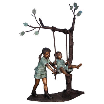 Kids Swinging from a Tree Sculpture
