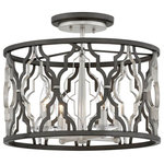 Hinkley Lighting - Portico 4 Light 16" Semi-Flush Mount, Glacial-Metallic Matte Bronze - The Portico pendant highlights the medallion, a classic design element, by fusing this antique pattern with on-trend mixed metal finishes in Glacial and Metallic Matte Bronze to reveal a modern symmetry. Delicate crystal candle cups, an elegantly tapered center column and two-tone canopy ensure refined details emanate throughout Porticos sophisticated design.