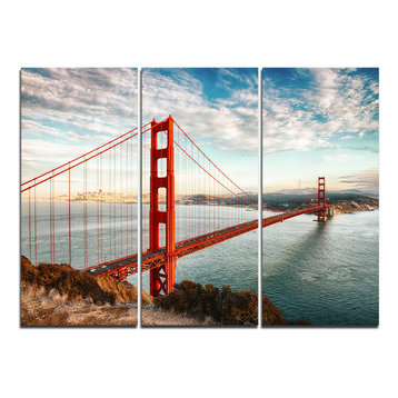 "Golden Gate Bridge in San Francisco" Wall Art, 3 Panels, 36"x28"