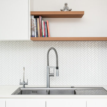 Kitchen Sink with Floating Shelves
