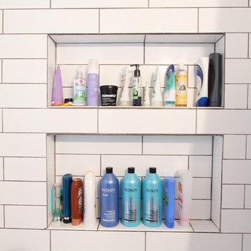 Large Tiled Shampoo Shelves for Salon Bottle Storage