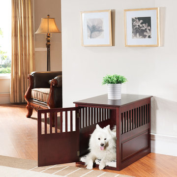 Helena Pet Crate in Mahogany Wood by Elegant Home Fashions