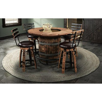 William Sheppee Whiskey Barrel Pub Table with 5 Swivel Bar Stools WS1001