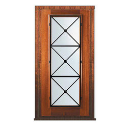 Prehung Home Single Door 80 Mahogany Republic Full Lite Wrought Iron - Front Doors