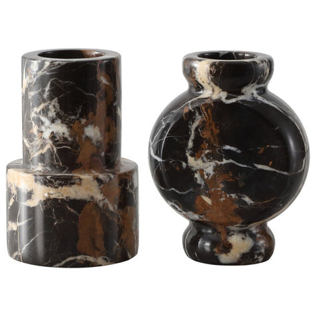 Safavieh Reign Marble Vase, Set of 2, Black/White Marble