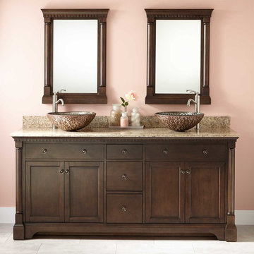 72" Claudia Double Vessel Sink Vanity - Antique Coffee