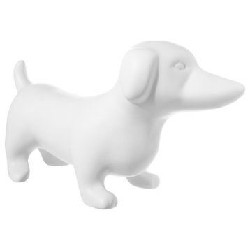 Standing Dachshund Dog Ceramic Figurine Matte White Finish