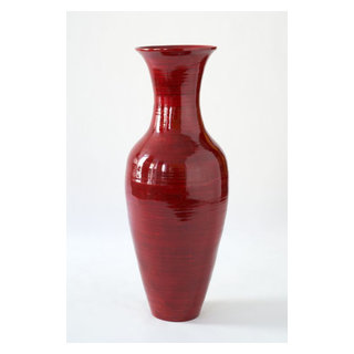 Classic Mahogany Red Bamboo Floor Vase - Contemporary - Vases - by Green  Floral Crafts | Houzz