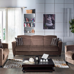 Aspen Modern Sofa Sleeper Set in Yuky Brown Fabric - $1250.28 - Sofas