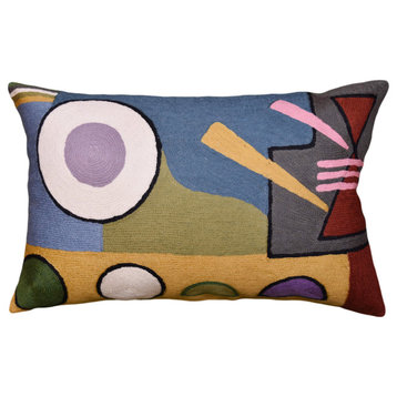 Lumbar Abstract Pillow Cover Kandinsky Soul Modern Throw Pillows Hand Wool 14x20