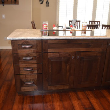 Woodland Rustic Walnut Cabinetry with Cambria Quartz "Summerhill"