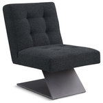 Meridian Furniture - Zeal Boucle Fabric Upholstered Accent Chair, Black - Rest your bones in style when you're kicked back in this Zeal boucle fabric accent chair. This handsome chair rests on a slanted base, giving it a silhouette that's not easy to miss, no matter where you choose to use it. Upholstered in rich black boucle fabric from the top of its back to the seat, this chair rests on an all-metal base for impeccable sturdiness and reliability.