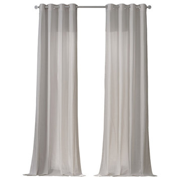 Dune Textured Solid Cotton Grommet Curtain Pair, Supreme Cream, 50"wx96"l