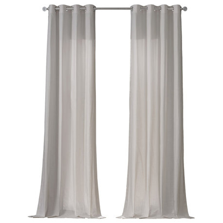 Dune Textured Solid Cotton Grommet Curtain Pair, Supreme Cream, 50"wx96"l