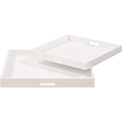 11.8-Inch Square Milna White Plastic Serving Tray, 25/CS