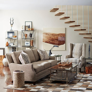 Neutral Living Room with Branch Pattern Chair / Pillow