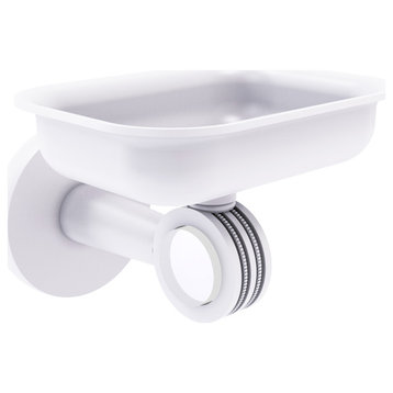Clearview Wall Mounted Soap Dish Holder with Dotted Accents, Matte White