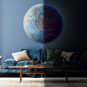 Space wall art - glow in the dark acrylic painting on canvas "Neptune"