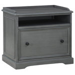 OSP Home Furnishings - Country Meadows File Cabinet, Plantation Gray - Create a home office that is both functional and beautiful with the addition of the Country Meadows Printer/Lateral File Cabinet. Its unique multifunctional design features a large top shelf perfect for a printer or office equipment and large lateral file/storage drawer creating the ultimate organization solution offering front-to-back or side-to-side filing. Crafted of solid wood and wood veneers our cabinet features a galley rail, beautiful edge profiles and classic bracket feet. This workflow essential will complete your home office and elevate the style of any room.