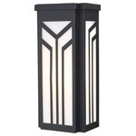Vaxcel - Evry 6"W Outdoor Wall Light Oil Rubbed Bronze - Trendy art deco styling is the focal point of the Evry collection. Graphic retro-inspired lines in oil rubbed bronze are paired with soft diffused white glass panels to create a striking combination. Use these wall lights indoors or outdoors; ideal for any outdoor space, entryway, hallway, or any other area of your home.