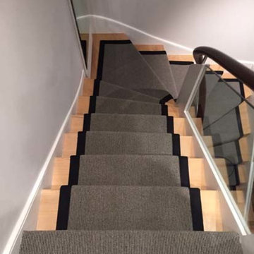 Grey Stair Carpet With Black Border