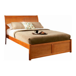 Bordeaux Platform Bed with Flat Panel Footboard in Caramel Latte Finish - Platform Beds