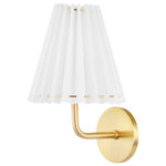 Mitzi - Mitzi Demi 1-Light Wall Sconce H476101A-AGB, Aged Brass - Dubbed the comeback queen, Demi brings pleats into the modern age, coupling the traditional motif with minimalist metalwork. The Demi collection is stacked, available as a wall sconce, pendant, linear light, table lamp, and floor lamp. Throughout the family, one detail that shines is the metal ring at the edges of the shade. Structural in nature, it becomes a decorative accent, finished in aged brass or soft black.