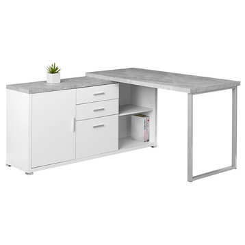 Atlin Designs Contemporary Wood L Shaped Corner Computer Desk in White/Gray