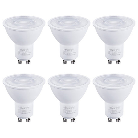TORCHSTAR Dimmable GU10 LED Bulbs, 6.5W, Set of 6, 3000k Warm White