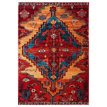 Safavieh Vintage Hamadan Vth248Q Traditional Rug, Red and Blue, 5'3"x7'6"