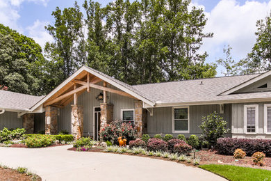 Inspiration for a mid-sized craftsman gray one-story wood gable roof remodel in Atlanta