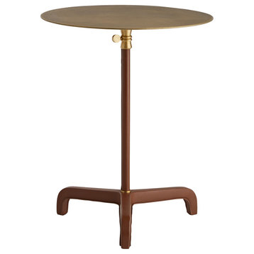 Addison Accent Table, Brushed Brass, Leather, 16"W (DC2016 3JRUT)
