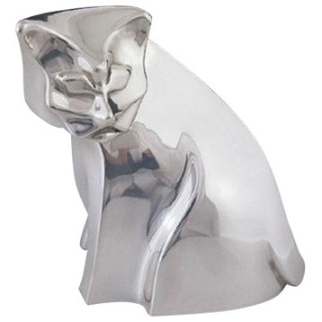 Silver Plated Contemporary Cat Sculpture A49
