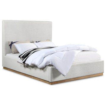 Alfie Linen Textured Fabric Upholstered Bed, Cream, King