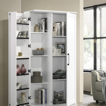 Lincoln 35"W White Storage Cabinet with Swing-Out Storage Door