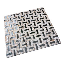 Split Faced Beige Stone & Stainless Steel Authentic Glass Mosaic Tiles Collectio - Home Accessories & Decor