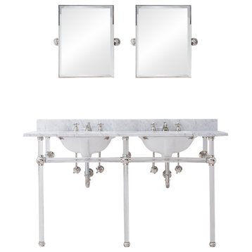 Embassy 60" Double Wash Stand, P-Trap, Countertop With Basin, Faucet, Mirror