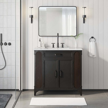 Steamforge 36" Bathroom Vanity, White Black