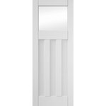 JELD-WEN - Deco 3-Panel Glazed White Primed Interior Door, 76.2x198.1 cm - The Deco 3-Panel Glazed White Primed Interior Door offers the best of both worlds, drawing light and warmth into your living space whilst maintaining a level of privacy. Measuring 76.2 by 198.1 centimetres, this door is characterised by a country-stye panel design and a white primed finish. Jeld-Wen is driven by sustainability, innovation and efficiency, offering an extensive range of windows, doors and stairs to enhance your home.