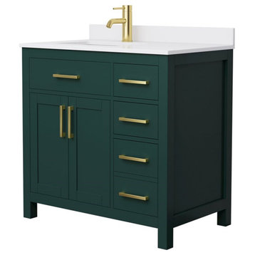 Wyndham Collection Beckett 36" Wood Single Bathroom Vanity in Green/Brushed Gold
