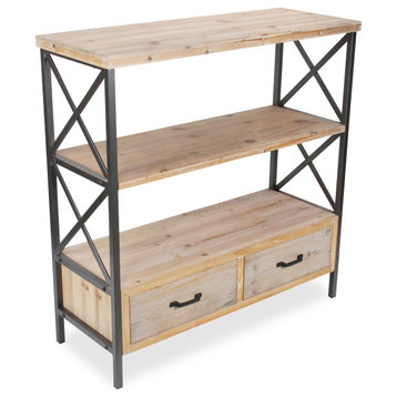 Wooden 3-Tier With 2-Drawer Shelf