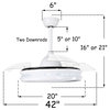 42" Modern Retractable Crystal Ceiling Fan with Remote Control and LED Light, White