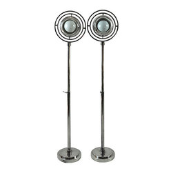 Bauhaus Style Silver Plate Floor Lamp Pair - Products