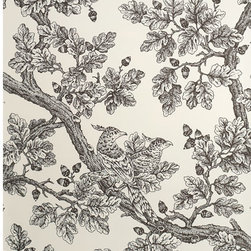 Acorn & Oakleaf Toile: Charcole - Wallpaper
