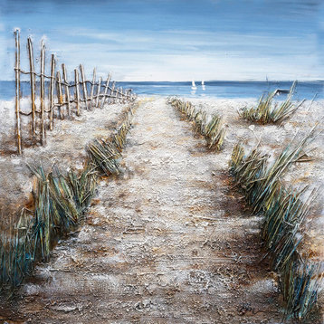 "Walkway to the Beach" Hand Painted Canvas Art, 40"x40"